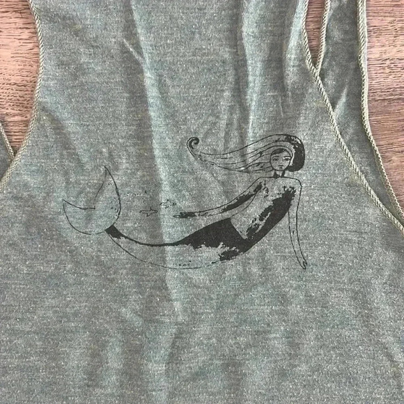 American Apparel Top Green Mermaid Tank Top Size Large Unique - Picture 5 of 5